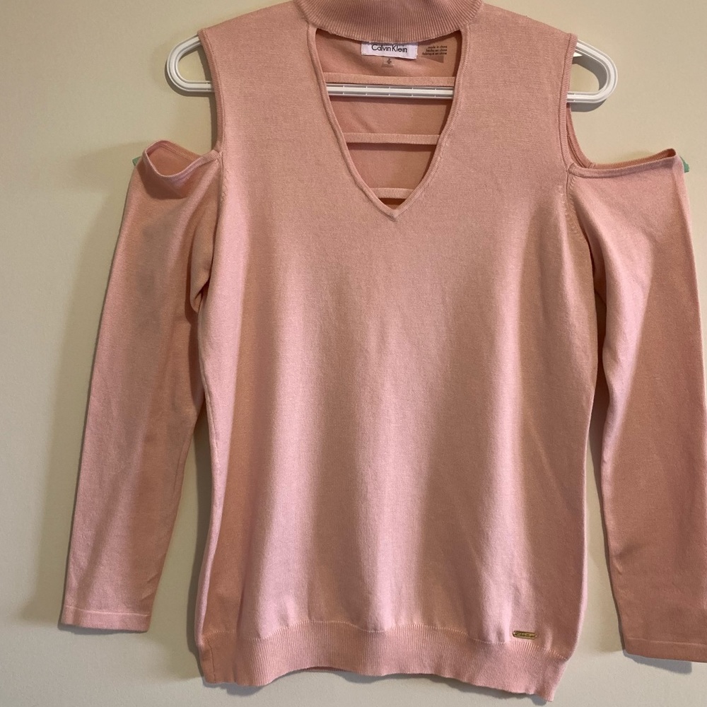 Calvin Klein|Cut-out Shoulder Crop-top Sweatshirt
